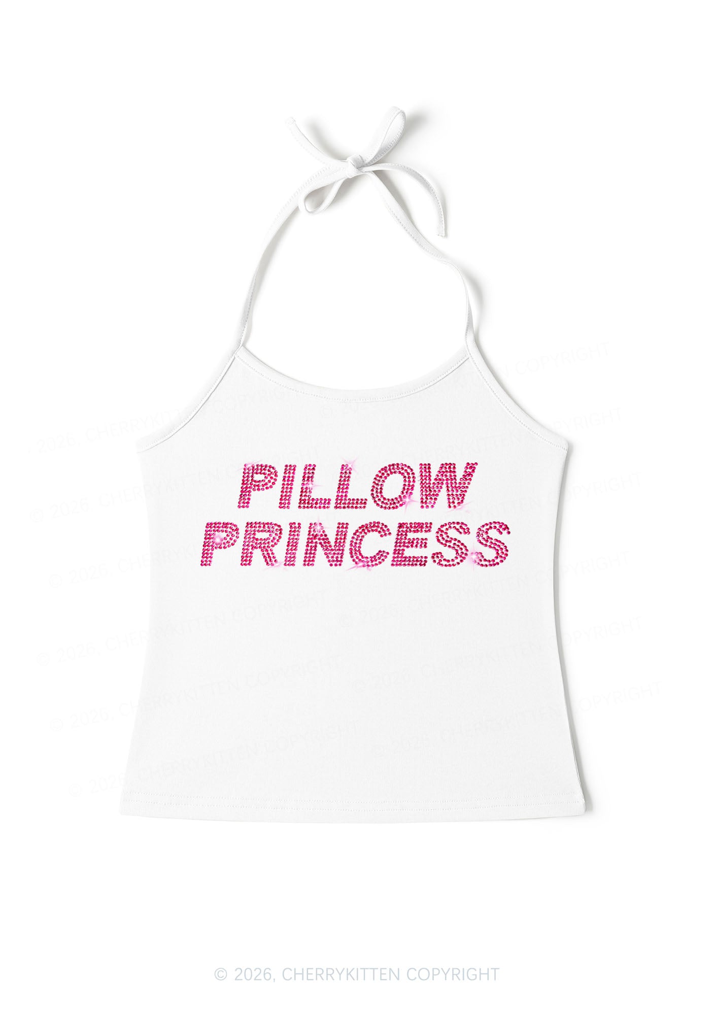 Rhinestone Pillow Princess Y2K Halter Neck Cami Cherrykitten