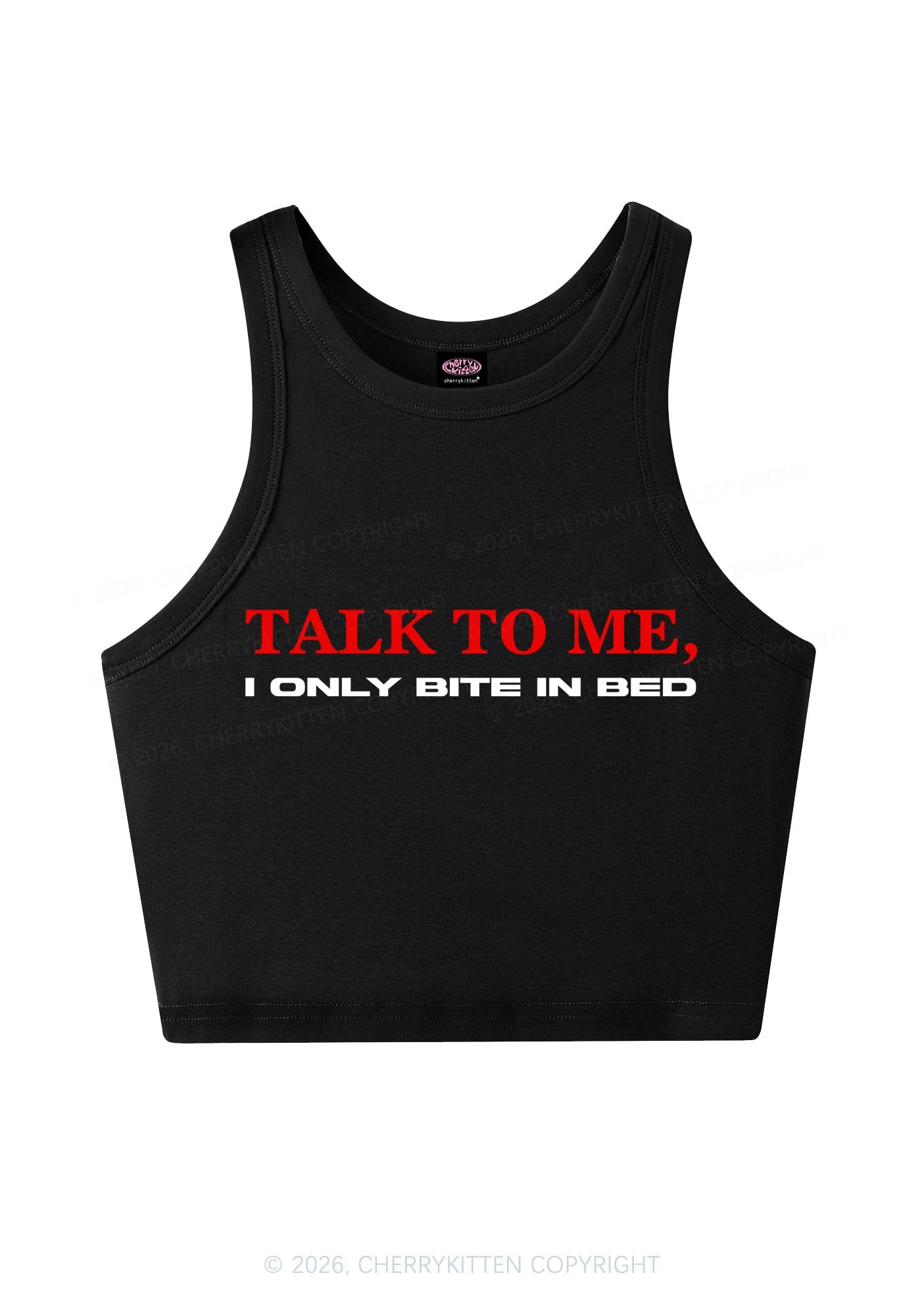 I Only Bite In Bed Y2K Crop Tank Top Cherrykitten
