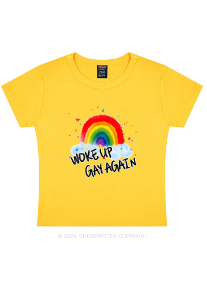 Woke Up Gay Again Y2K Baby Tee Cherrykitten