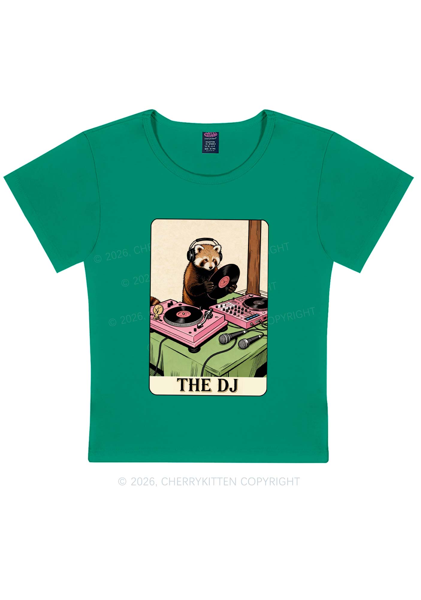 The DJ Raccoon Y2K Baby Tee Cherrykitten