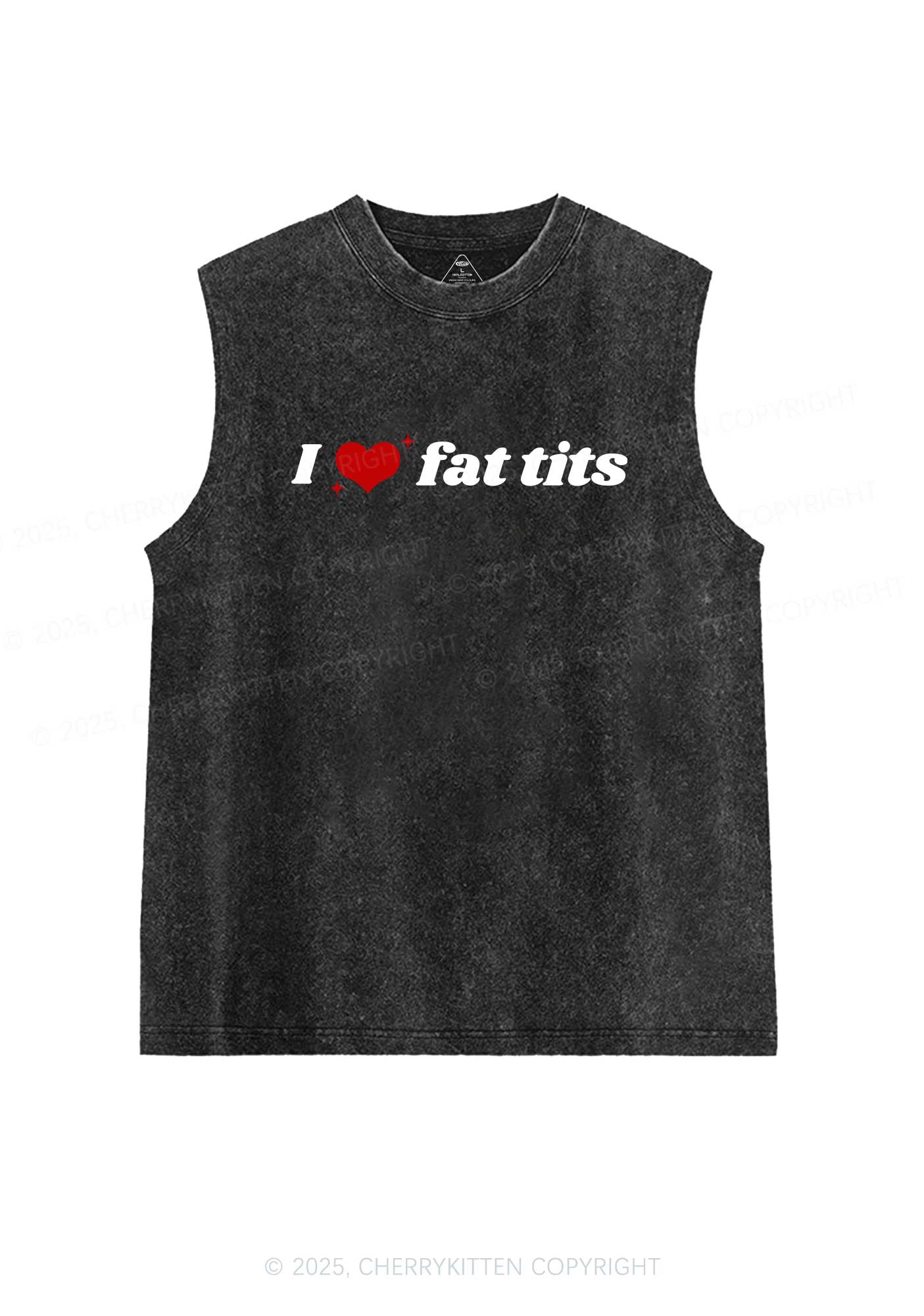 I Love Fat Txts Y2K Washed Muscle Tank Cherrykitten