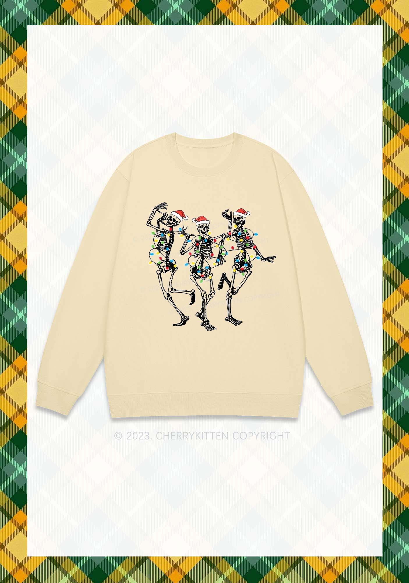 Christmas Dancing Skeletons Y2K Sweatshirt Cherrykitten