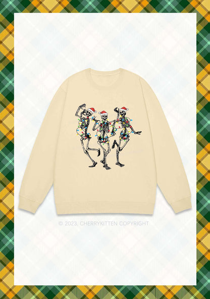 Christmas Dancing Skeletons Y2K Sweatshirt Cherrykitten