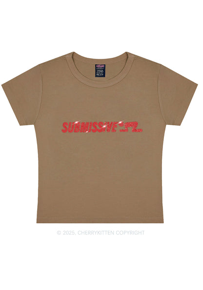 Rhinestone Submissive Man Y2K Baby Tee Cherrykitten
