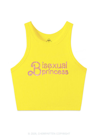 Rhinestone Bisexual Princess Pride Y2K Crop Tank Top Cherrykitten