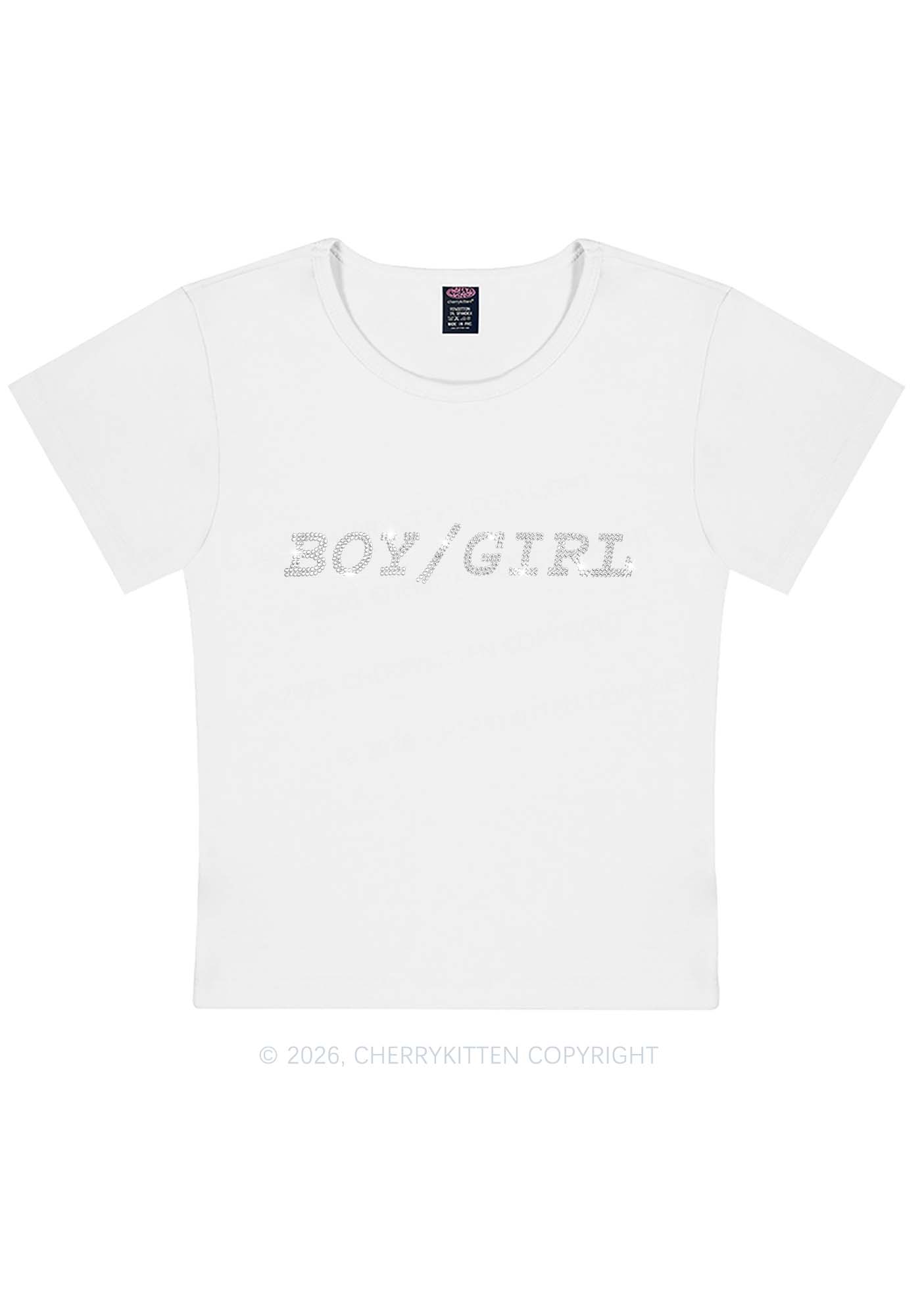 Rhinestone Boy Or Girl Pride Y2K Baby Tee Cherrykitten