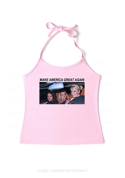 Make America Great Again Y2K Halter Neck Cami Cherrykitten