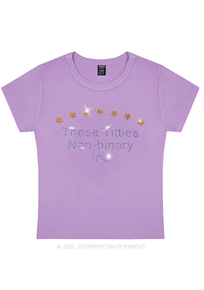 Rhinestone Txtties Nonbinary Too Y2K Baby Tee Cherrykitten