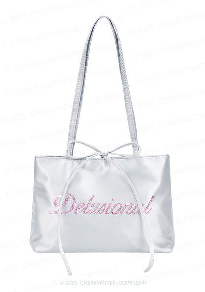 Rhinestone Delusional Y2K Satin Bags Cherrykitten