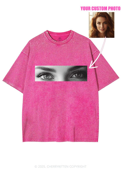 Custom Eyes Y2K Shirts Washed Tee Cherrykitten