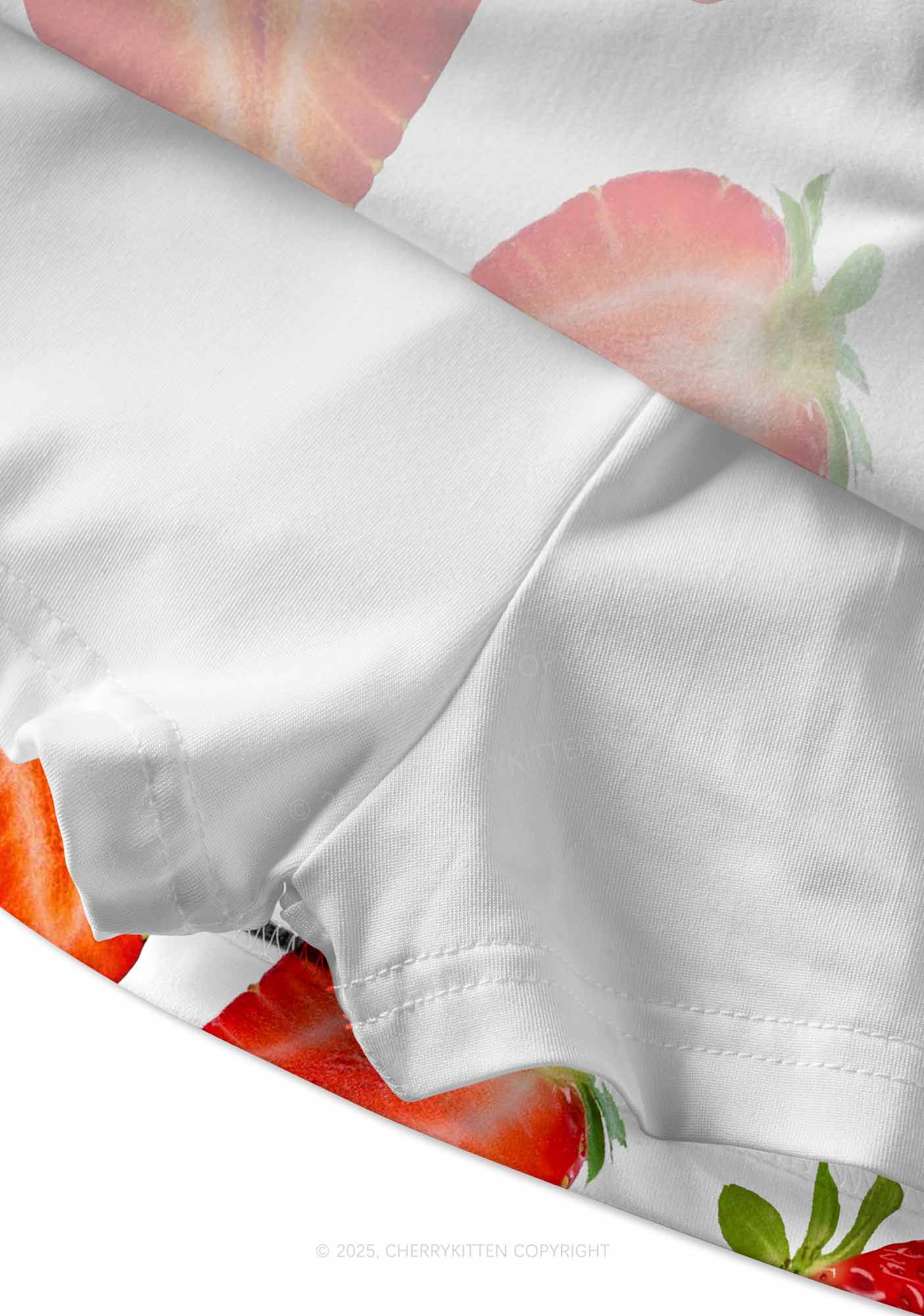 White Strawberry Y2K Print Mini Skirt Cherrykitten