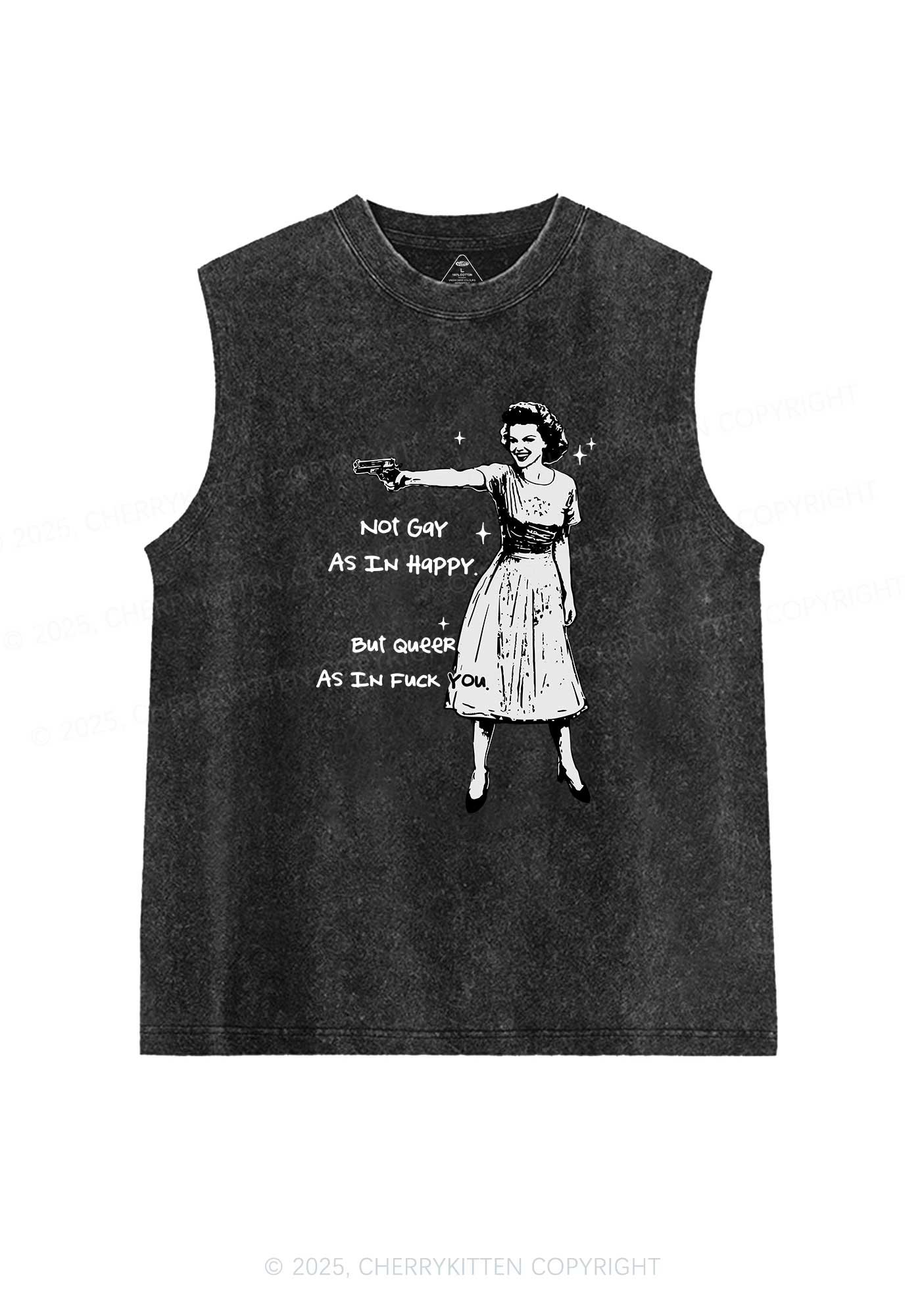 But Queer As In Pride Y2K Washed Muscle Tank Cherrykitten