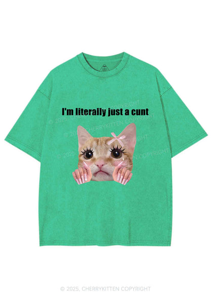 Im Literally Cxxt Y2K Shirts Washed Tee Cherrykitten