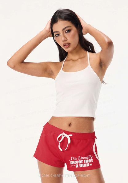 Never Met A Man Pride Y2K Drawstring Mini Shorts Cherrykitten