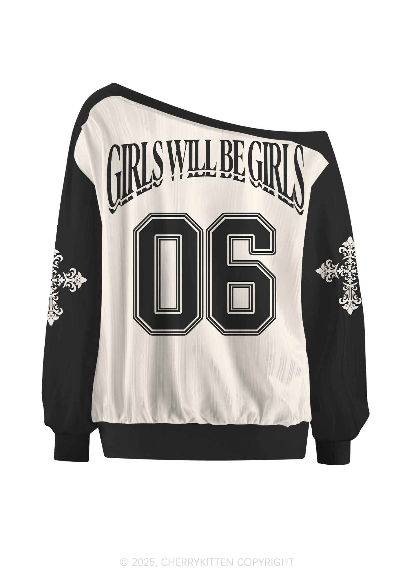 Custom Halloween Girls Will Be Girls Y2K Off Shoulder Long Sleeve Sport Jersey Shirts Cherrykitten