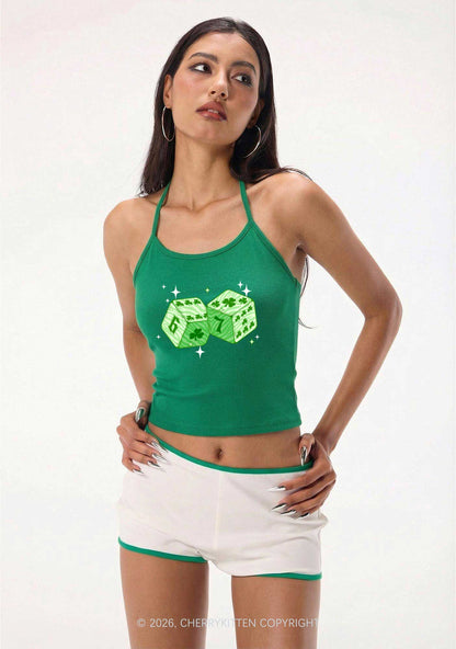 Green Clover Dice St Patricks Y2K Halter Neck Cami Cherrykitten