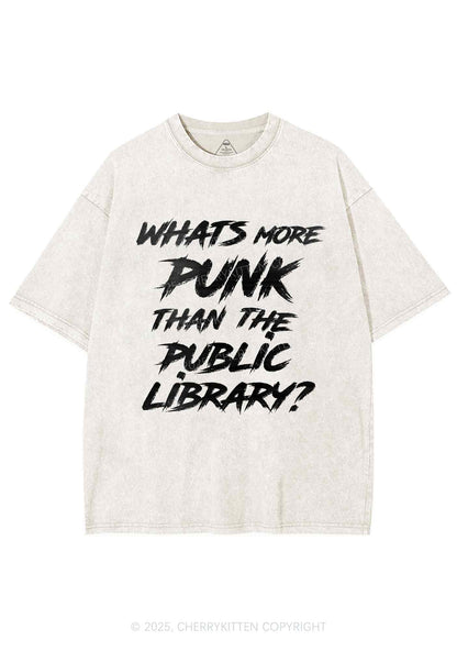 Punk Than Public Library Y2K Shirts Washed Tee Cherrykitten