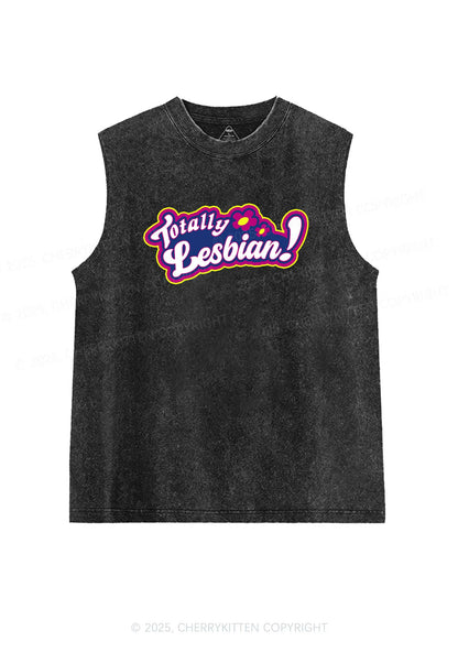 Totally Lesbian Pride Y2K Washed Muscle Tank Cherrykitten