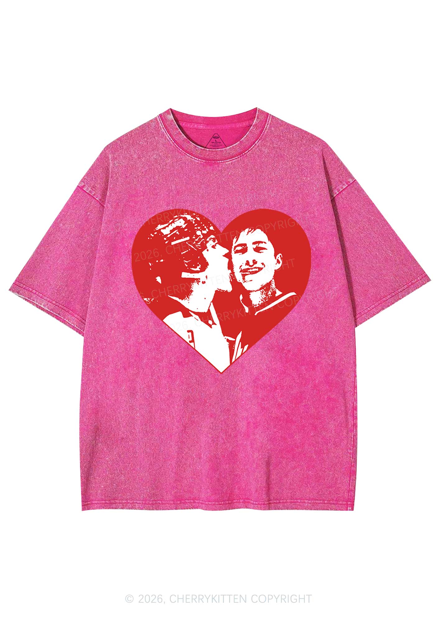 Red Heart Bros HR Y2K Shirts Washed Tee Cherrykitten