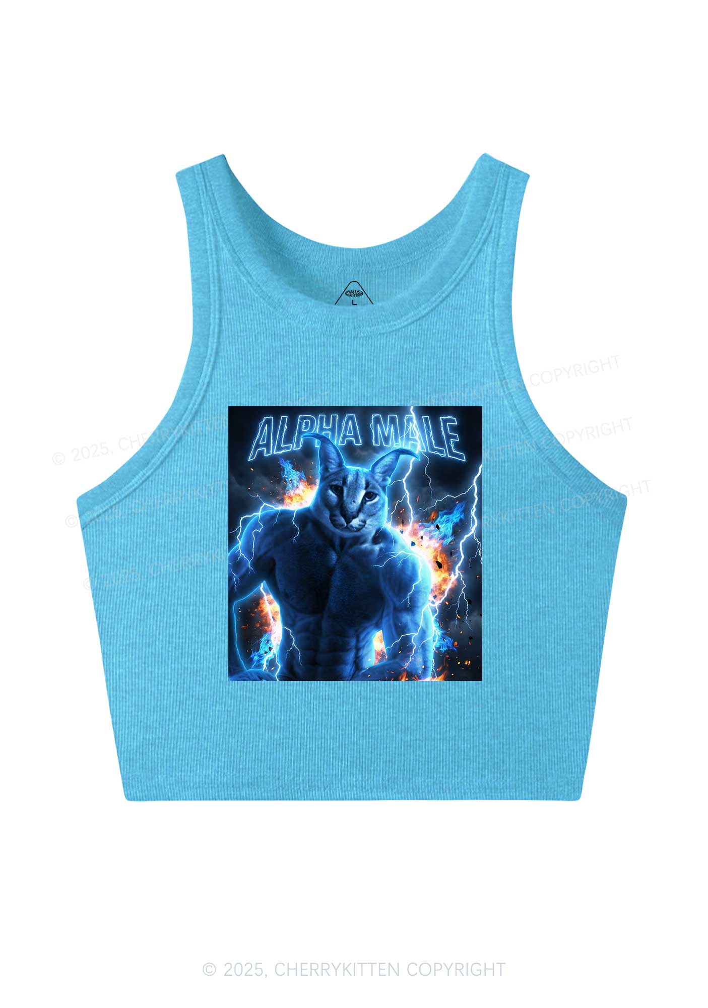 Alpha Male Floppa Y2K Crop Tank Top Cherrykitten