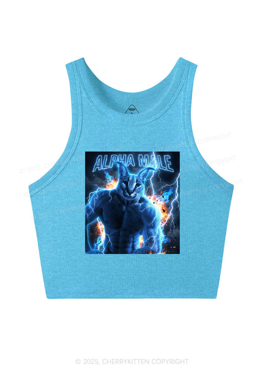 Alpha Male Floppa Y2K Crop Tank Top Cherrykitten
