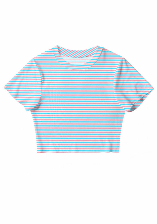 Trans Stripes Pride Y2K Mesh Crop Top Cherrykitten