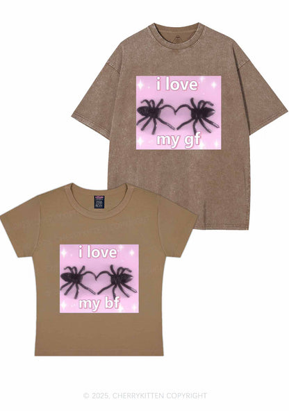Love My Spider BF GF Y2K Valentine's Day Couple Shirt Cherrykitten