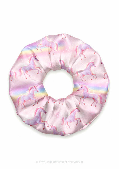 Rainbow Gradient Unicorn Y2K Hair Scrunchie Cherrykitten
