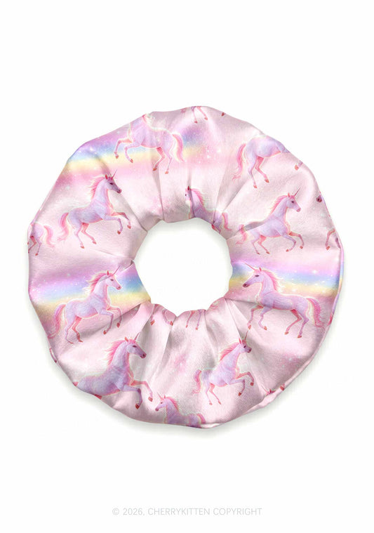 Rainbow Gradient Unicorn Y2K Hair Scrunchie Cherrykitten