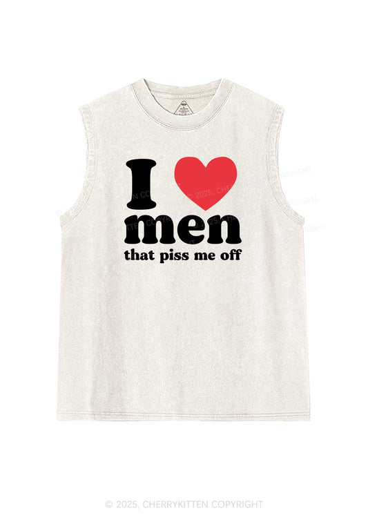 I Love Men Piss Me Off Y2K Washed Muscle Tank Cherrykitten