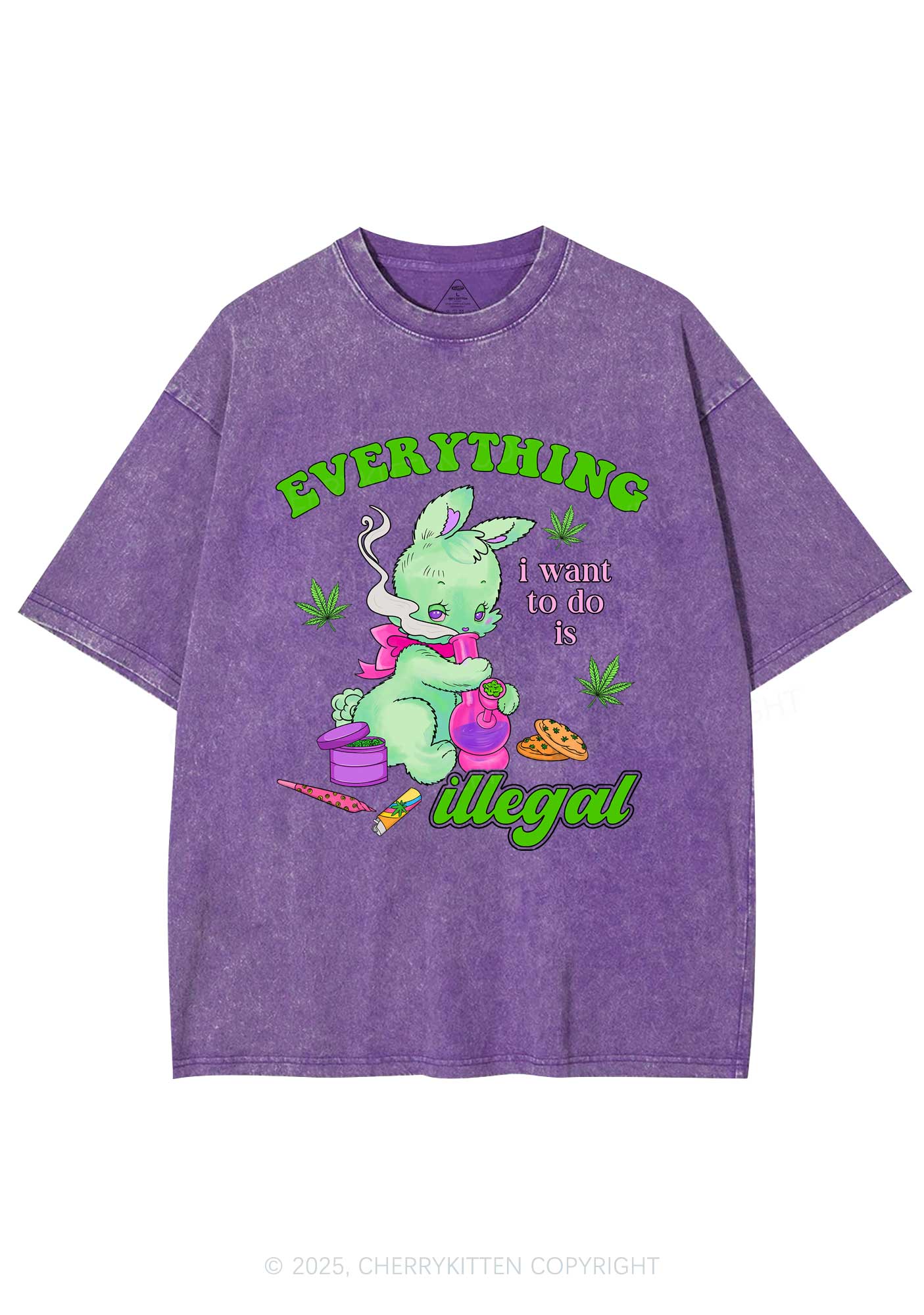 Everything Is Illegal Bunny Y2K Shirts Washed Tee Cherrykitten