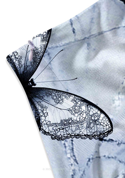 Web And Butterflies Y2K Print Mini Skirt Cherrykitten