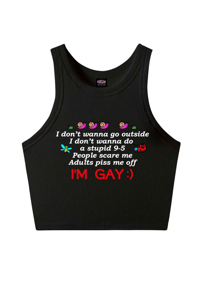 People Scare Me Im Gay Pride Y2K Crop Tank Top Cherrykitten