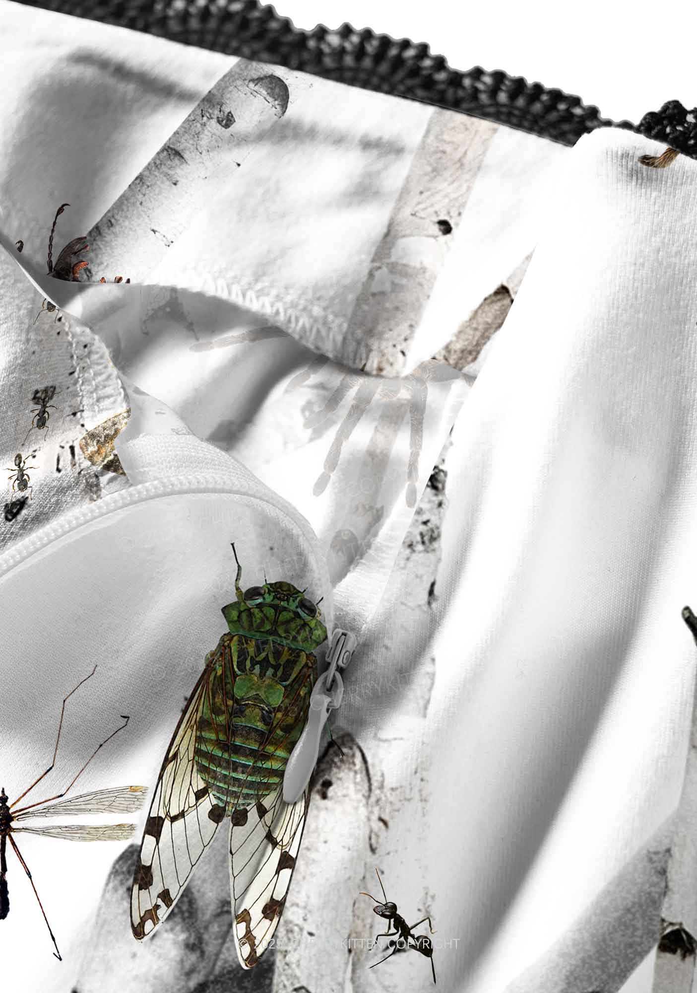Insects On Birch Y2K Print Midi Skirt Cherrykitten