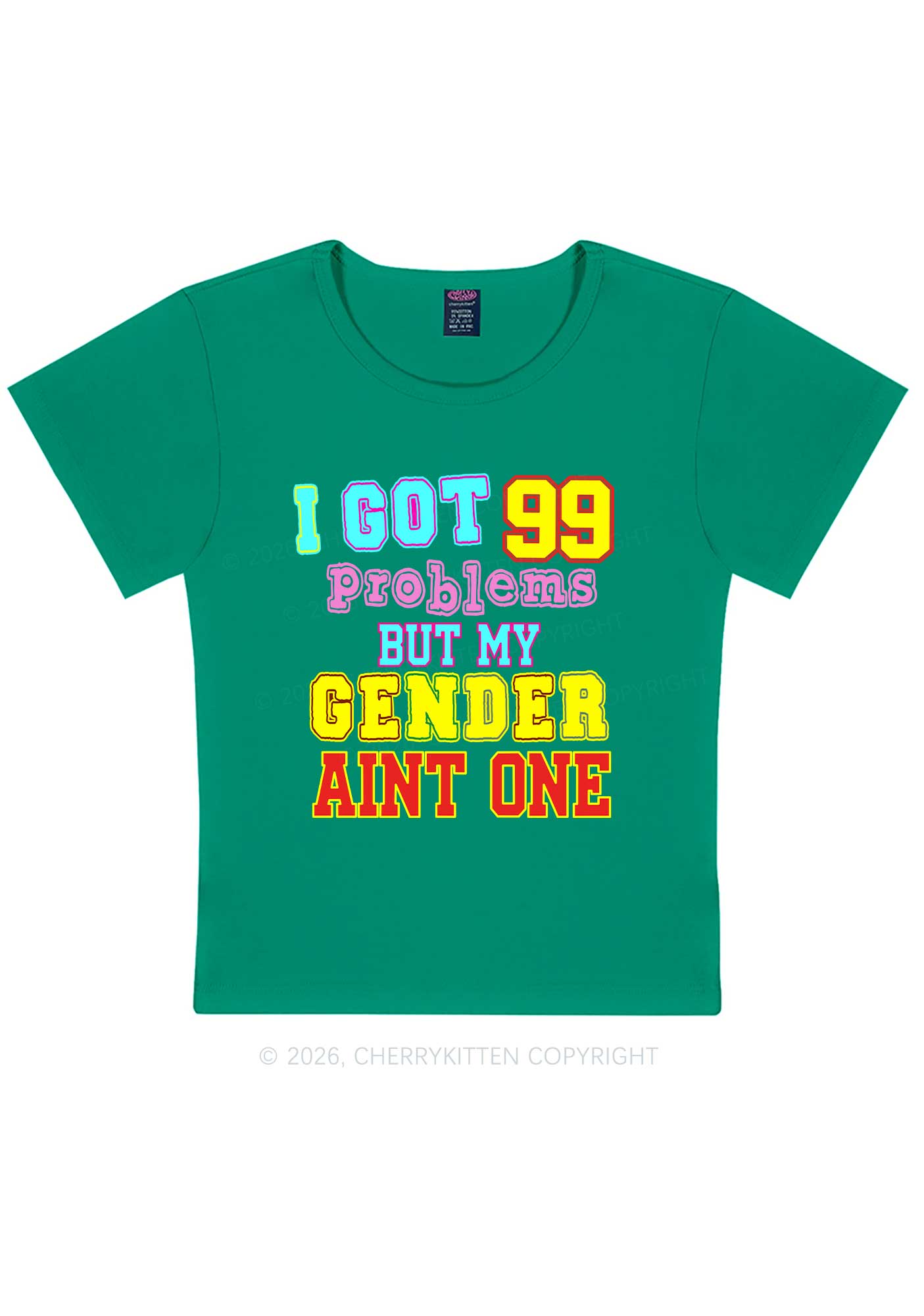 Gender Aint One Pride Y2K Baby Tee Cherrykitten