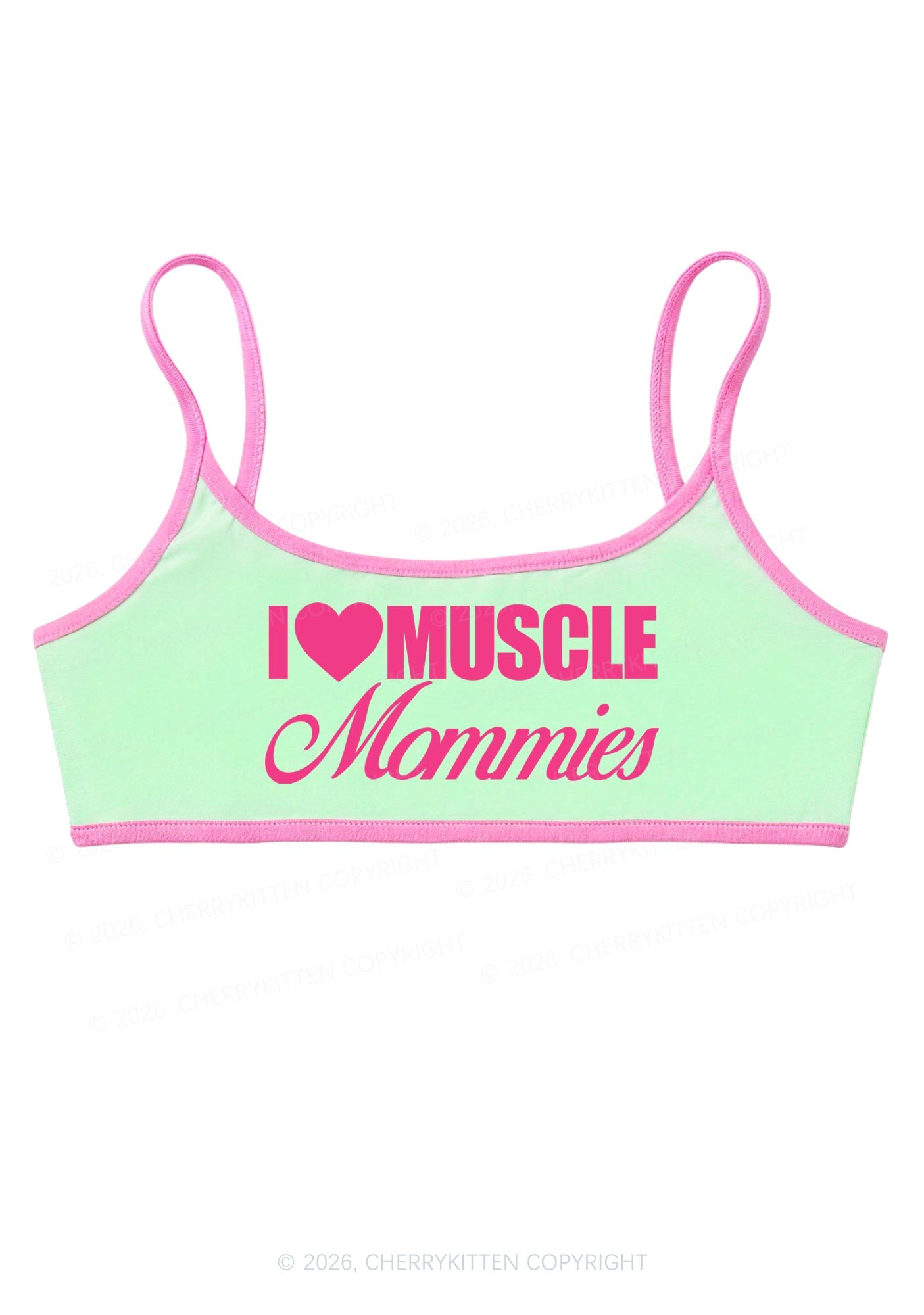 I Love Muscle Mommies Y2K Super Crop Cami Cherrykitten