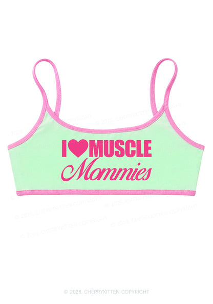 I Love Muscle Mommies Y2K Super Crop Cami Cherrykitten