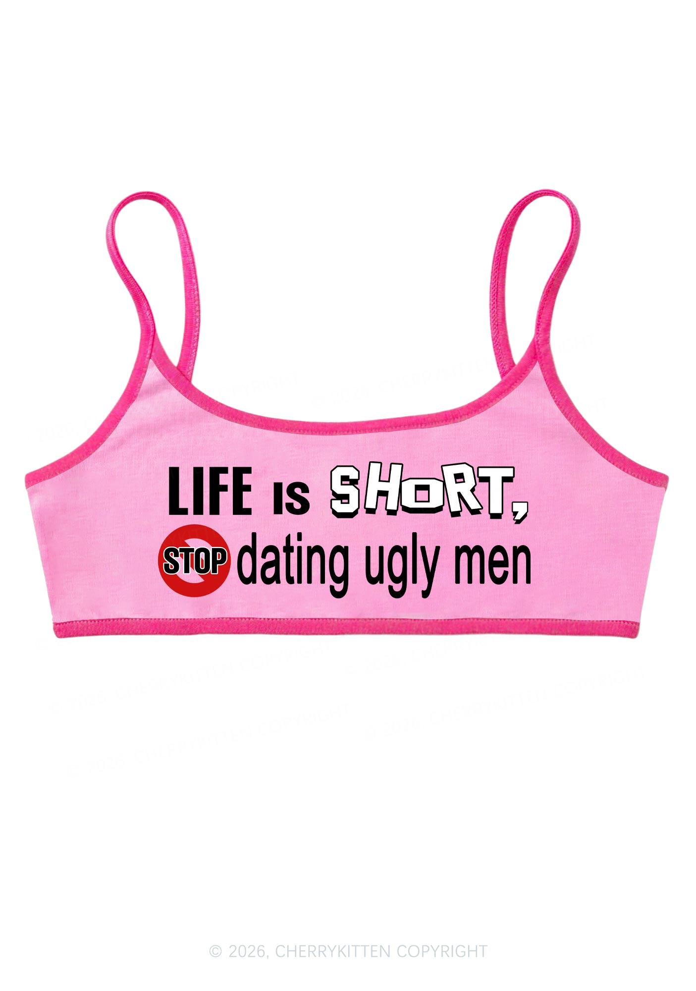 Stop Dating Ugly Men Y2K Super Crop Cami Cherrykitten