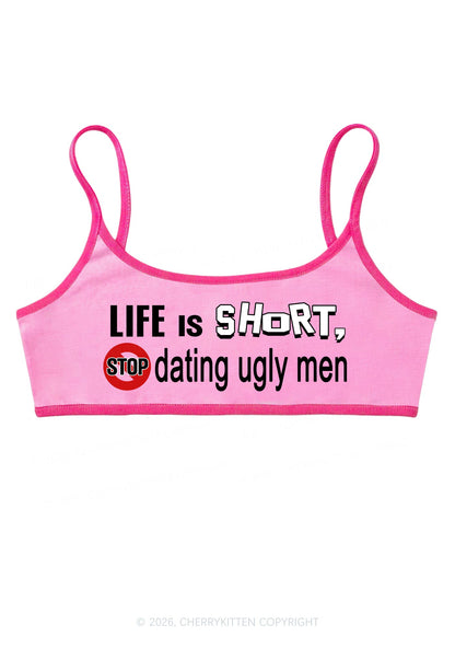 Stop Dating Ugly Men Y2K Super Crop Cami Cherrykitten
