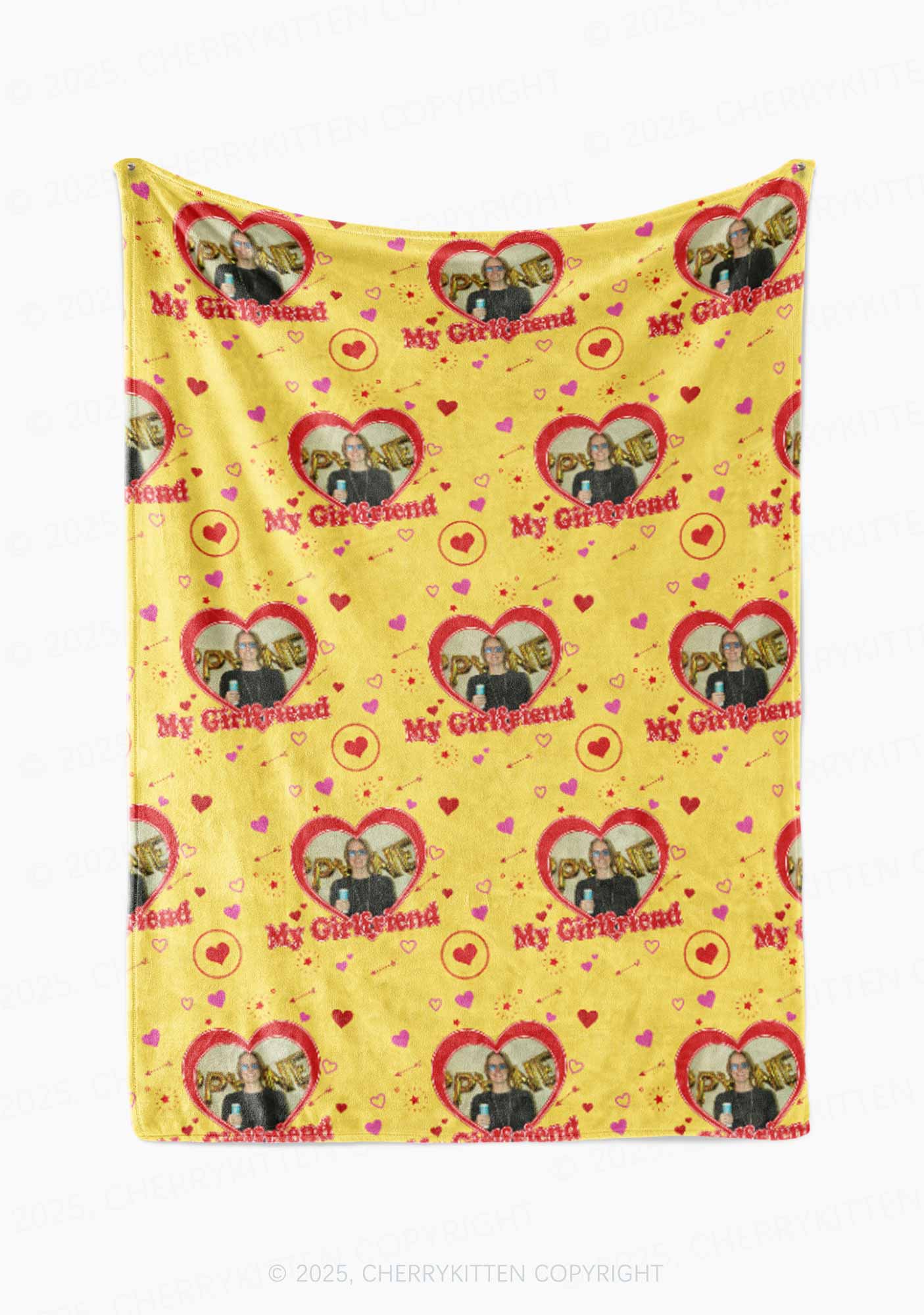 Custom My GF Photo Valentine's Day Y2K Plush Blanket Cherrykitten