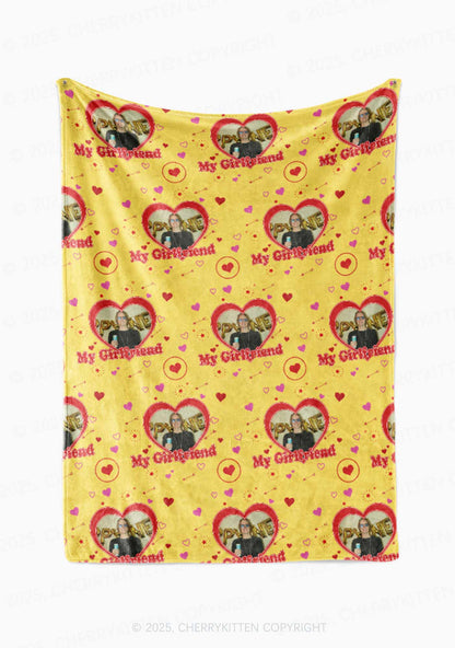 Custom My GF Photo Valentine's Day Y2K Plush Blanket Cherrykitten