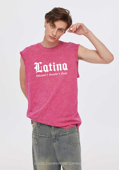 Educated Powerful Proud Latina Y2K Washed Tank Cherrykitten