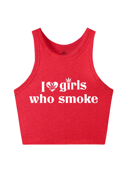 I Love Girls Who Smoke Y2K Crop Tank Top Cherrykitten