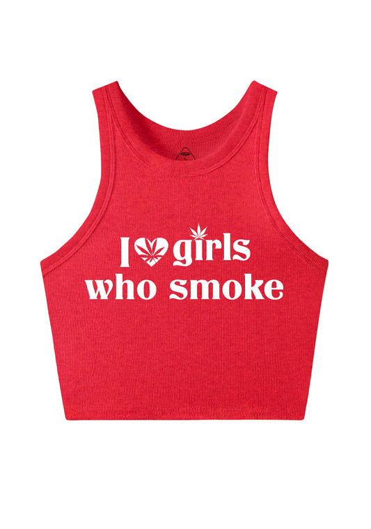 I Love Girls Who Smoke Y2K Crop Tank Top Cherrykitten