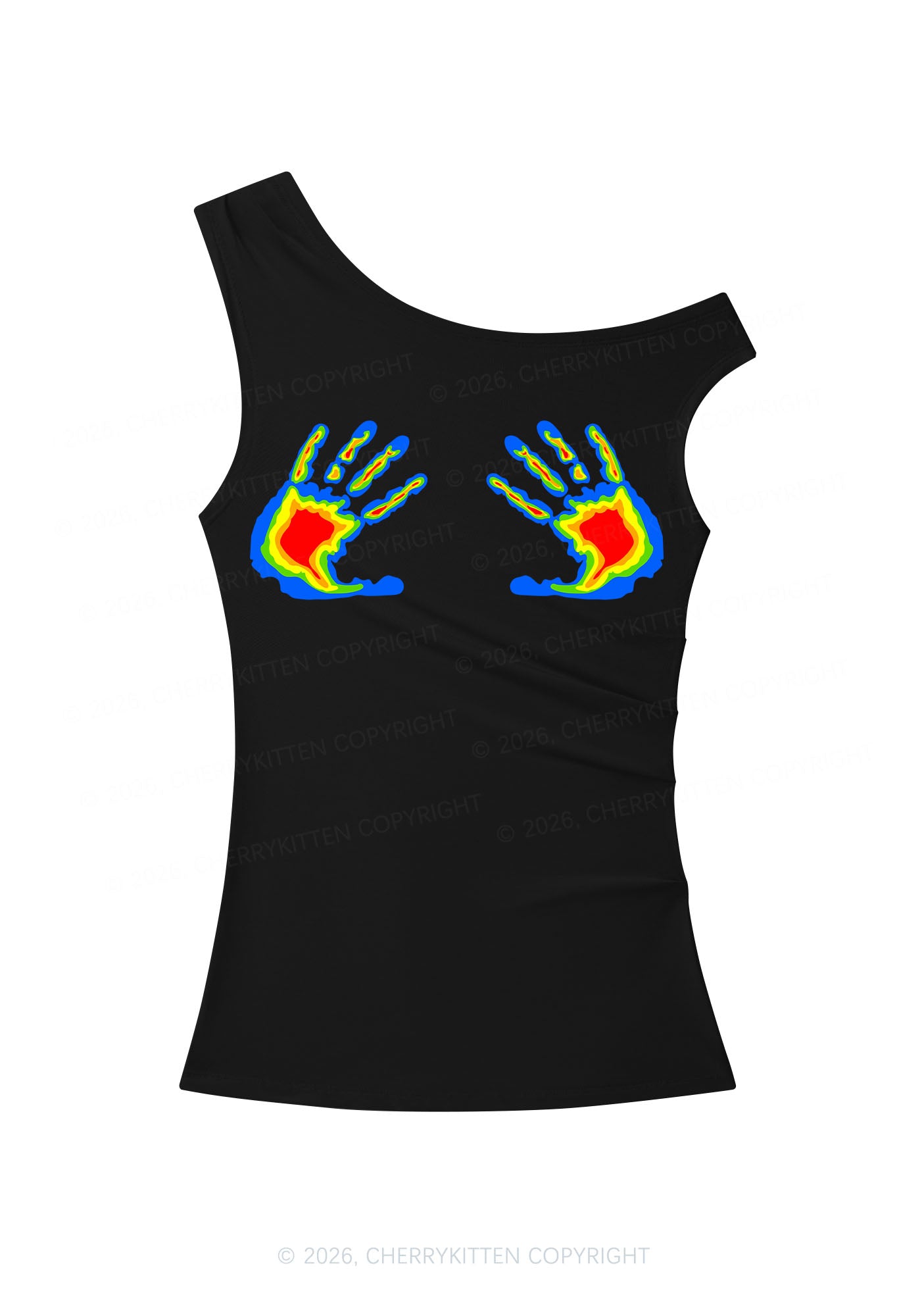 Thermal Hands Y2K Off Shoulder Tank Top Cherrykitten