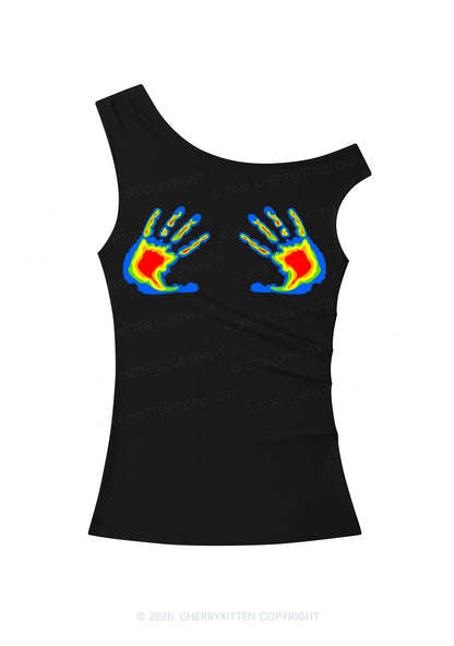 Thermal Hands Y2K Off Shoulder Tank Top Cherrykitten