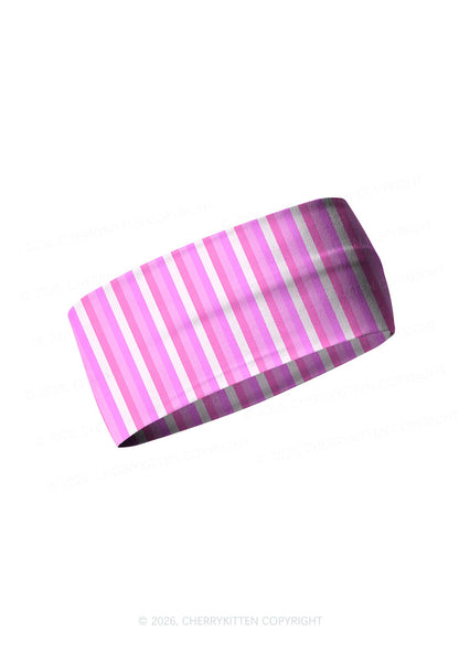 Pink Vertical Stripe Y2K Print Headband Cherrykitten