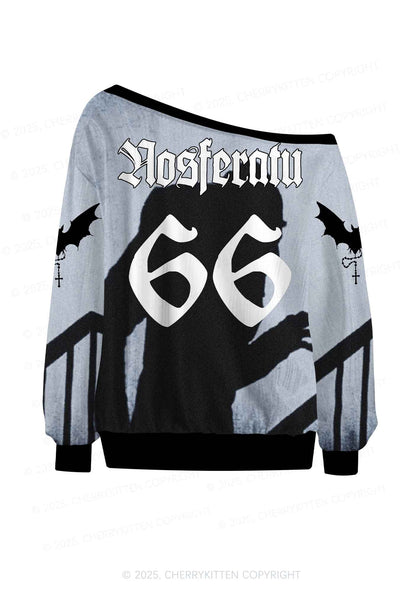Halloween Custom Horror Shadow Y2K Off Shoulder Long Sleeve Sport Jersey Shirts Cherrykitten