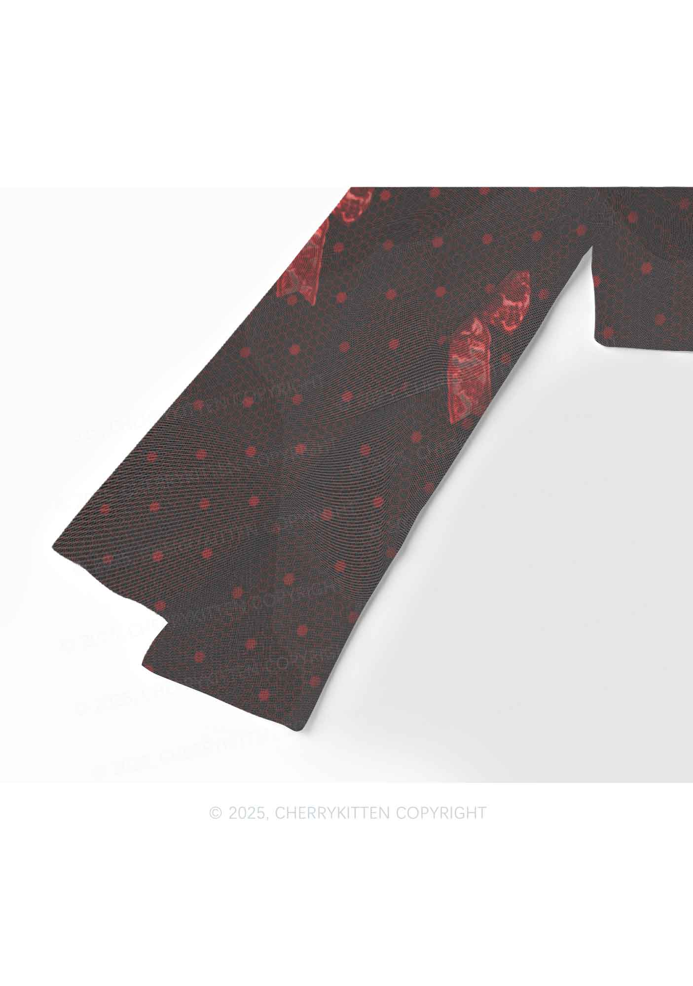 Bow Ties Y2K Mesh Long Sleeve Crop Top Cherrykitten