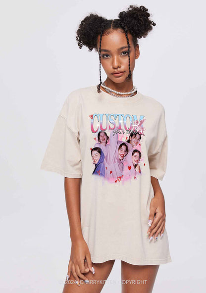 Cupid Custom Portrait Y2K Valentine's Day Washed Tee Cherrykitten